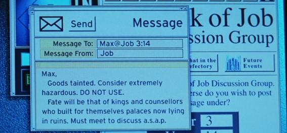 A photo of the Job News Group displayed on a computer in the movie Mission Impossible