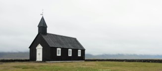 Free standing Nordic church in an open area